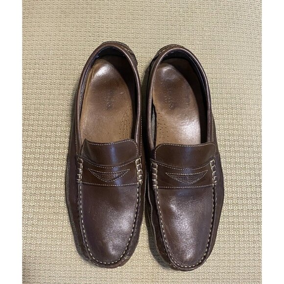 CLARKS Leather Brown Sz 11.5 M Men Driving Moccasin Loafers Slip-on Casual - Picture 12 of 12